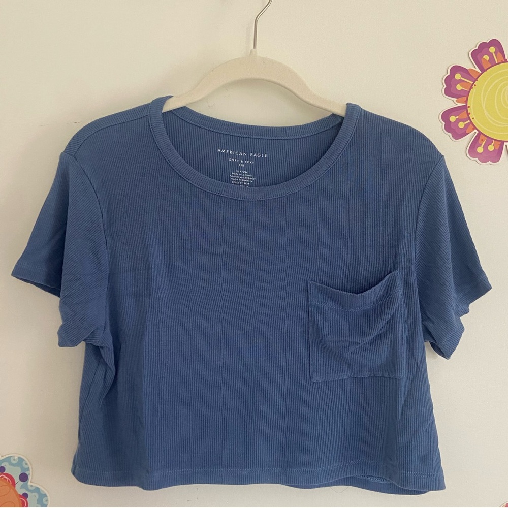 American Eagle Outfitters Blue Cropped Top